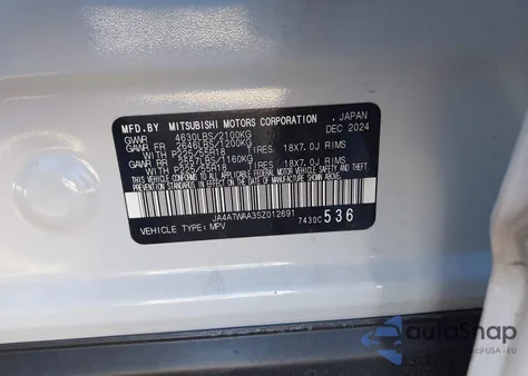 2025 Mitsubishi Eclipse Cross Black Edition S-Awc/Se S-Awc/Sel from USA, damaged, VIN JA4ATWAA3SZ012691